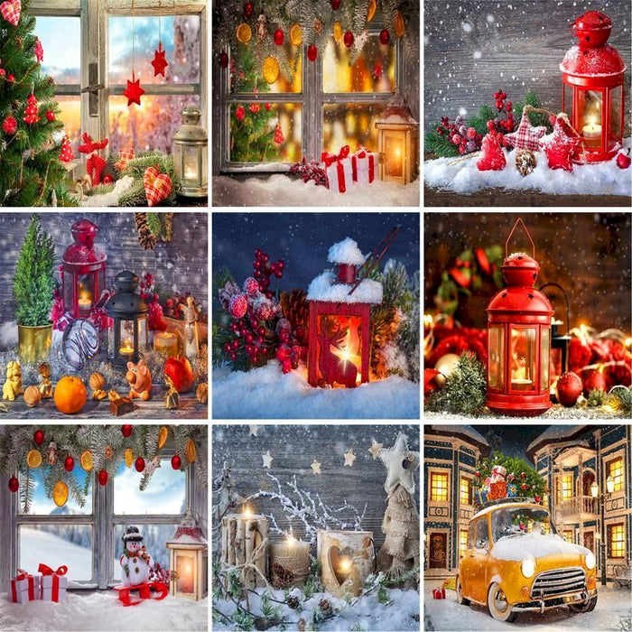 Christmas Red Lantern and Snow Balls Paint By Numbers Kit