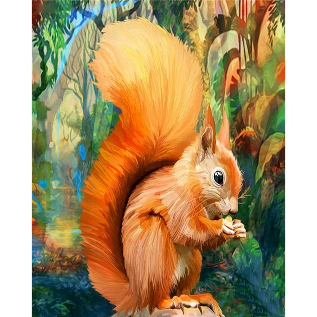 Red Squirrel 'Mossy Forest' Paint By Numbers Kit
