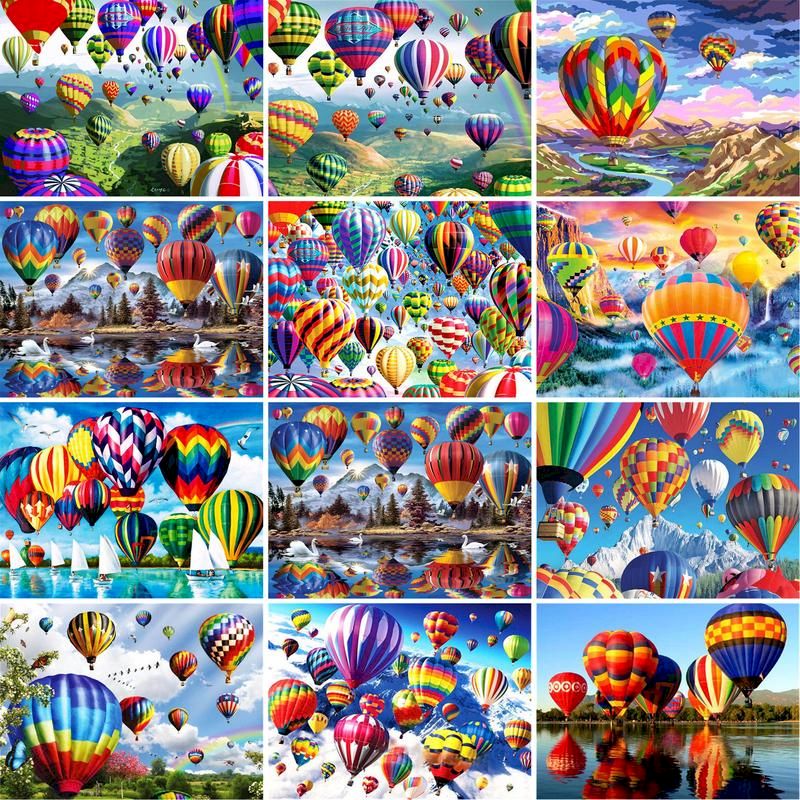 Hot Air Balloon 'Small Town Village' Paint By Numbers Kit