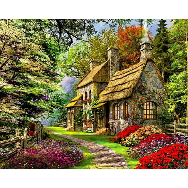 Thatched Cottage House Paint By Numbers Kit