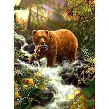 Bear Catching Fish Paint By Numbers Kit