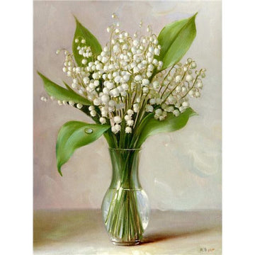 Lily of the Valley on Clear Vase Paint By Numbers Kit