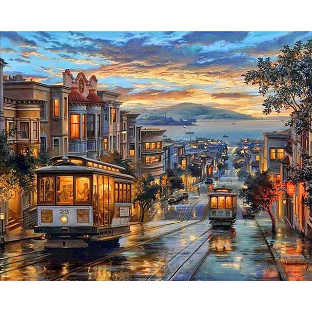 San Francisco 'Muni at Night' Paint By Numbers Kit