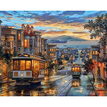 San Francisco 'Muni at Night' Paint By Numbers Kit