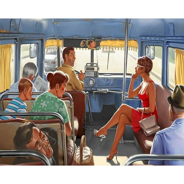 Bus Ride 'Lady in Red' Paint By Numbers Kit