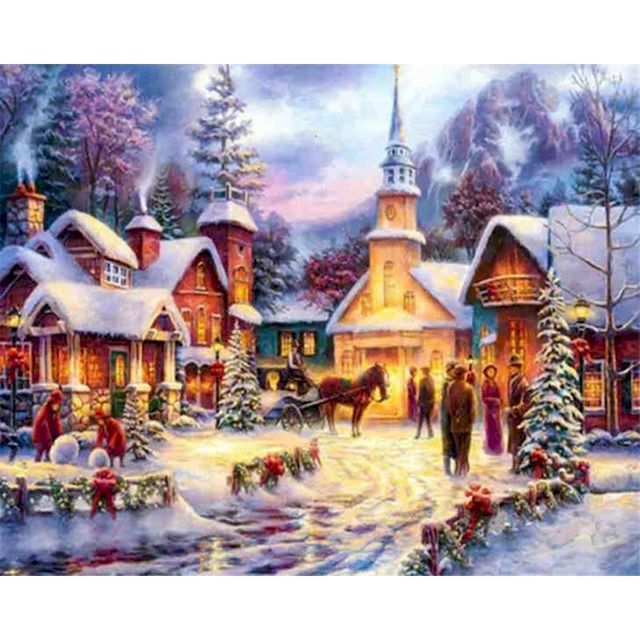 White Christmas at the Old Town Paint By Numbers Kit