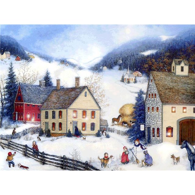 Medieval House 'Snow Play' Paint By Numbers Kit