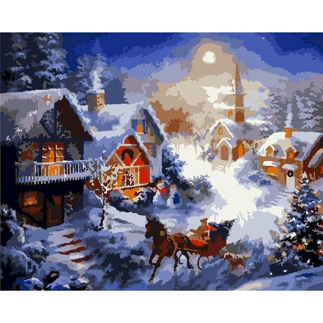 Christmas Village 'Santa's Midnight Ride' Paint By Numbers Kit