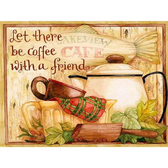 Inspirational Home Decor 'Coffee and Friend' Paint By Numbers Kit