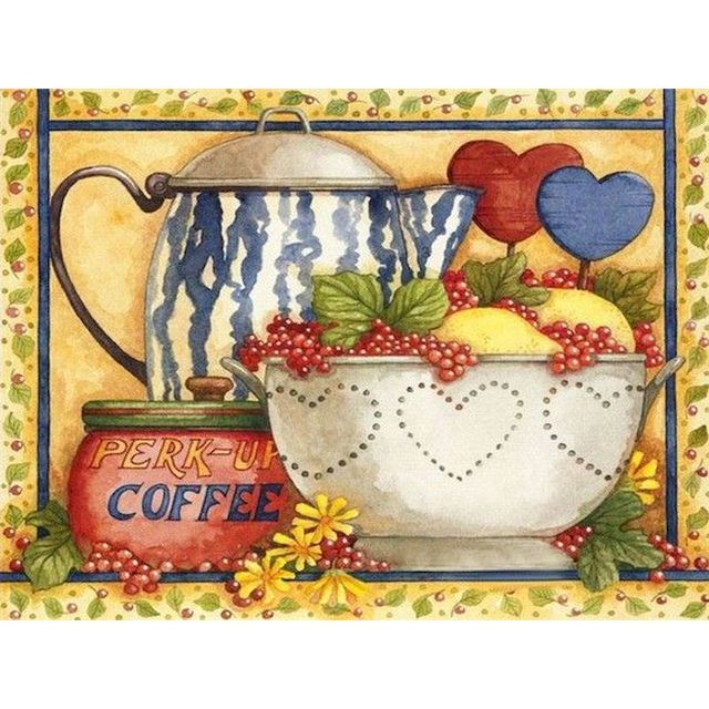 Inspirational Home Decor 'Coffee and Fruit Basket' Paint By Numbers Kit