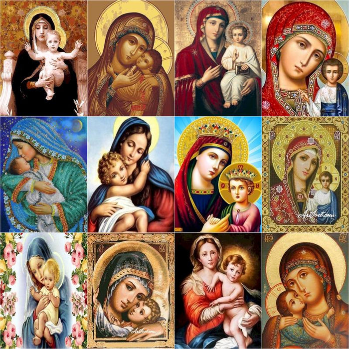 Mary 'Holy Infant and Mother' Mary Paint By Numbers Kit