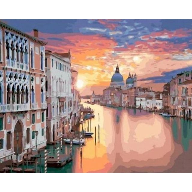 Italy 'Pink Sky | Sunset at Grand Canal' Paint By Numbers Kit