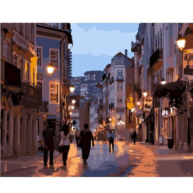 Portugal 'Coimbra Old Town at Night' Paint By Numbers Kit