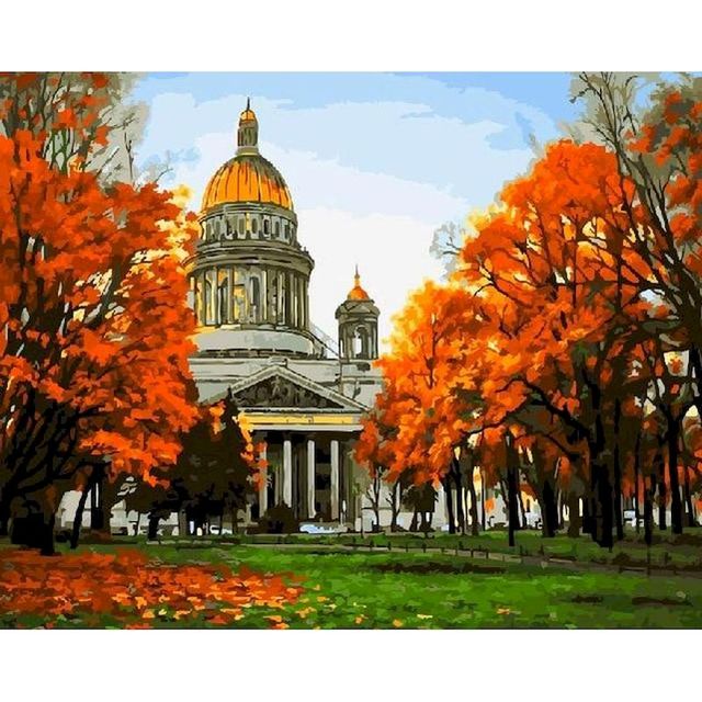 Russia 'Saint Isaac's Cathedral | Autumn Trees' Paint By Numbers Kit