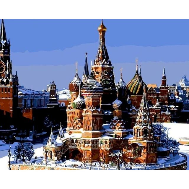 Russia 'Snowy Moscow's Red Square' Paint By Numbers Kit