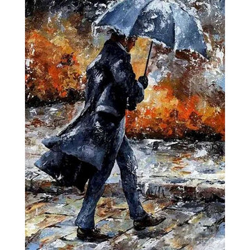 Walking Alone In The Rain Paint By Numbers Kit