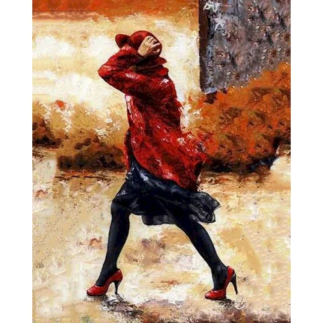 Lady in Red Brisk Walking Paint By Numbers Kit
