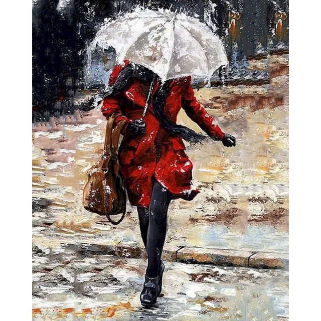 Elegant Lady in an Exquisite Red Cocktail Dress Paint By Numbers Kit