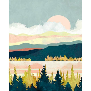 Misty Mountain Landscape Pastel Themed Paint By Numbers Kit