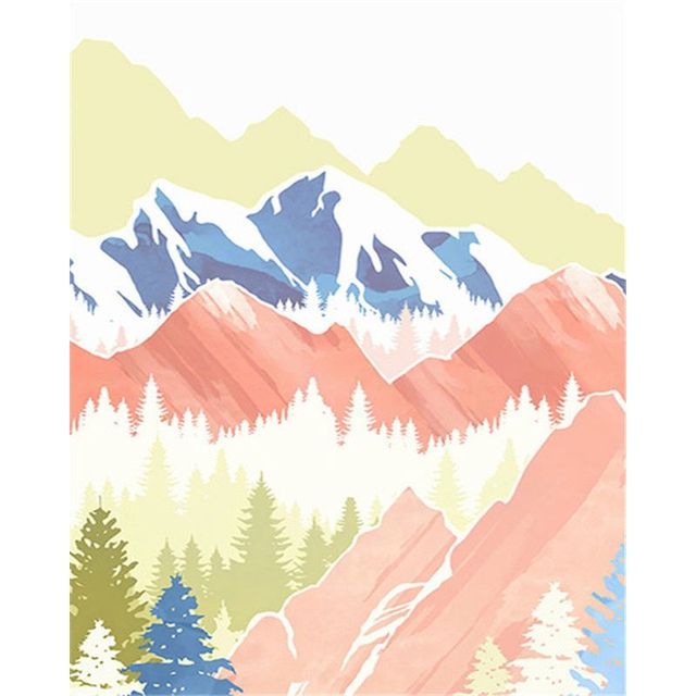 Mountain Landscape 'With Refreshing Pastel Theme Paint By Numbers Kit