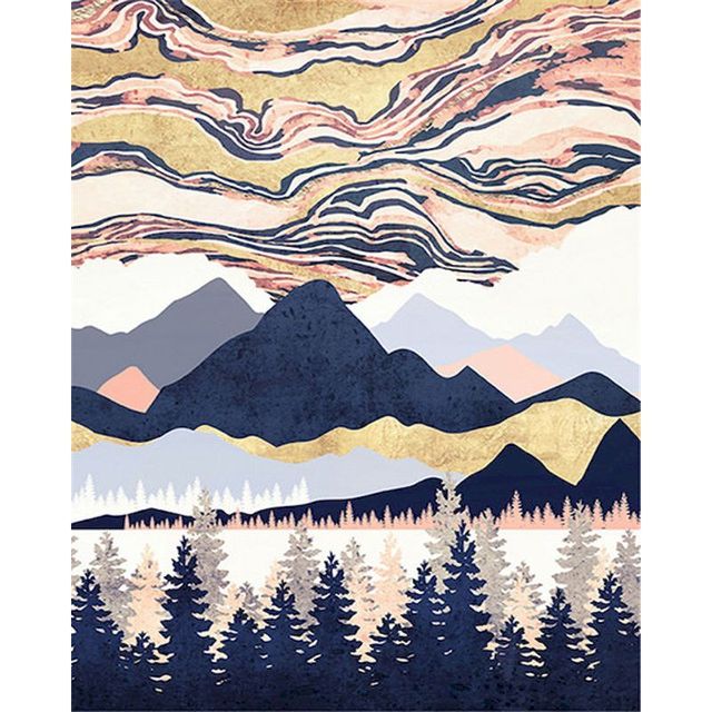 Pastel Themed Mountain Landscape Paint By Numbers