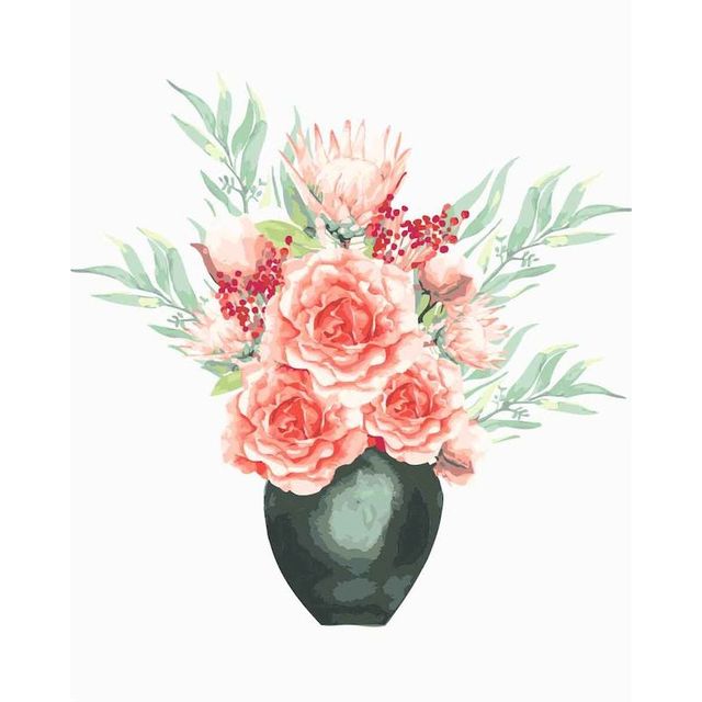 Vase of Pretty Pink Peonies Paint By Numbers Kit