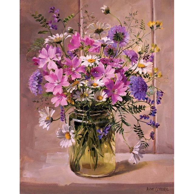 Vase of Beautiful Assorted Colorful Flowers Paint By Numbers Kit