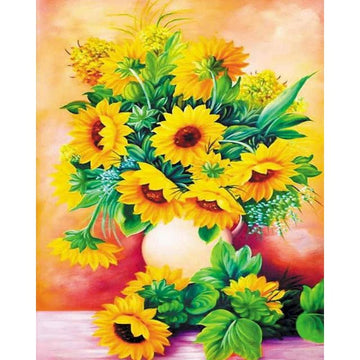 Beautiful Sunflowers in a White Vase Paint By Numbers Kit