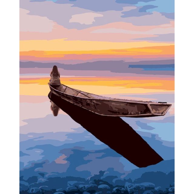 Lonely Woman Sitting on a Canoe Paint By Numbers Kit