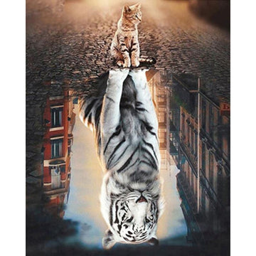 Various Animal Reflections 'Cat x White Tiger' Paint By Numbers Kit