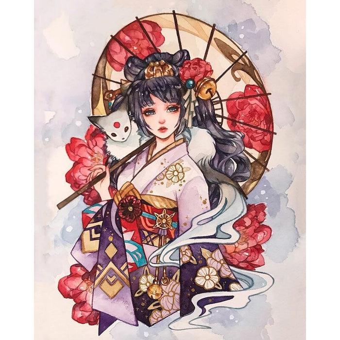 Women Portrait 'Kimono Princess' Paint By Numbers Kit