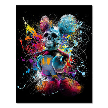 Colorful Abstract 'Mickey Mouse Skull' Paint by Numbers Kit