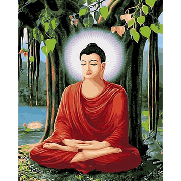 Buddha and the Bodhi Tree Oil on Canvas Paint by Numbers Kit