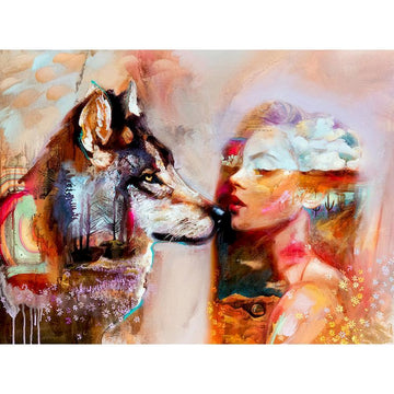 Wolf and Lady Abstract Paint by Numbers Kit