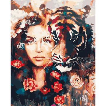 Wild Glance 'Lady Tiger | Flower Portrait' By Numbers Kit