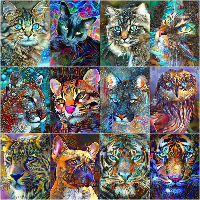 Abstract Animal 'Fearless Tiger' Paint By Numbers Kit