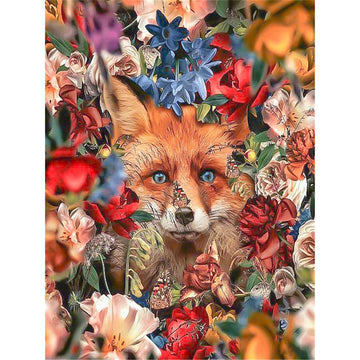 Wild Glance 'Red Fox | Flowers Portrait' Paint By Numbers Kit