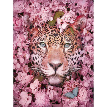 Wild Glance 'Leopard and Sakura | Flowers Portrait' Paint By Numbers Kit