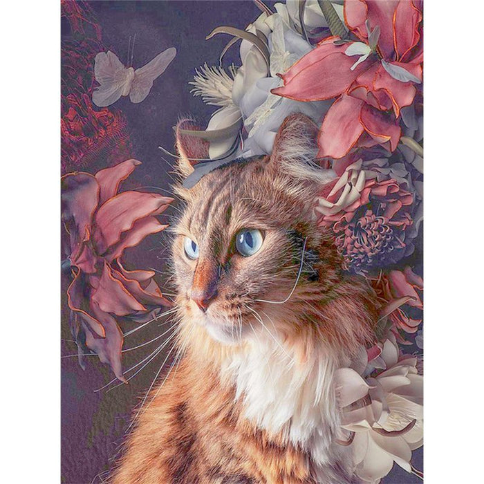 Sweet Glance 'Persian Cat | Flower Portrait' Paint By Numbers Kit