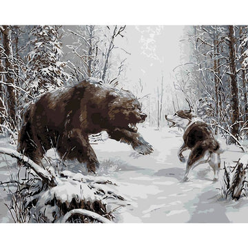 Bear and Wolf Fighting Paint by Numbers Kit