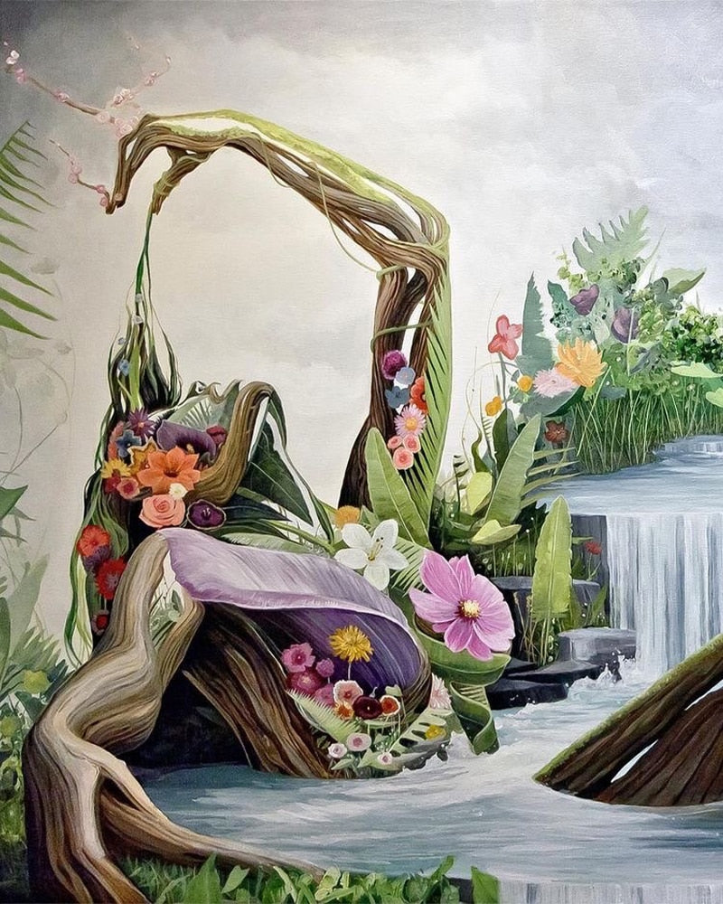 Women's  Flower 'Relaxing At The Falls' Paint By Numbers Kit