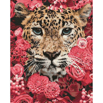 Wild Glance 'Leopard | Flowers Portrait' Paint By Numbers Kit