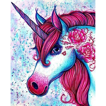 Red Flower Unicorn Paint by Numbers Kit