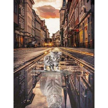 Various Animal Reflections 'Cat x White Tiger Ver 1.0' Paint By Numbers Kit