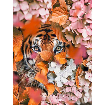 Wild Glance 'Tiger and Orchid | Flowers Portrait' Paint By Numbers Kit