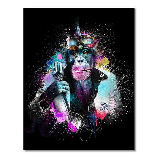 Colorful Abstract 'Rock Star Monkey' Paint by Numbers Kit