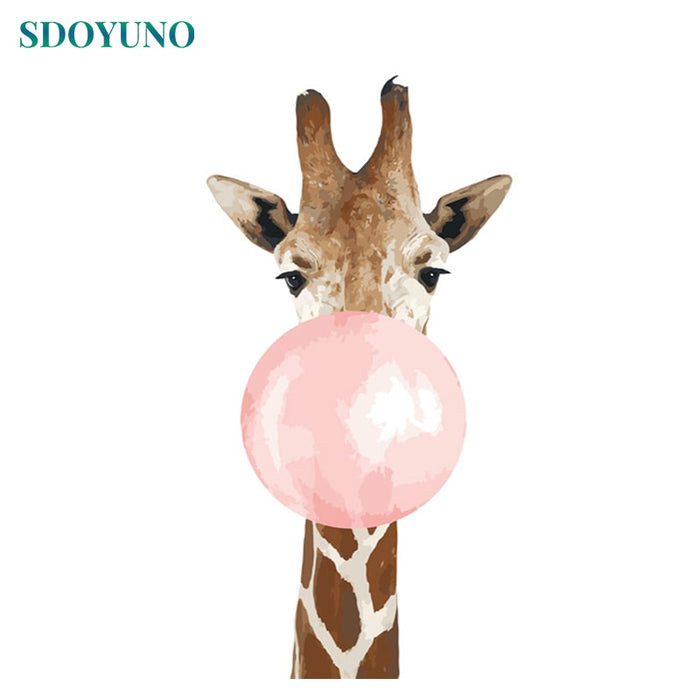 Animals Blowing Bubbles 'Giraffe Ver 1.0' Paint By Numbers Kit
