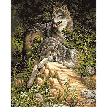 Resting Wolf in the Forest Paint by Numbers Kit