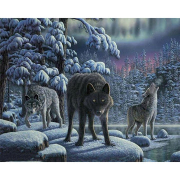 Three Wolf Hunting Paint by Numbers Kit