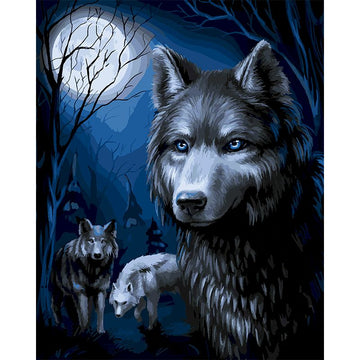 Wolf in the Moonlight Paint by Numbers Kit